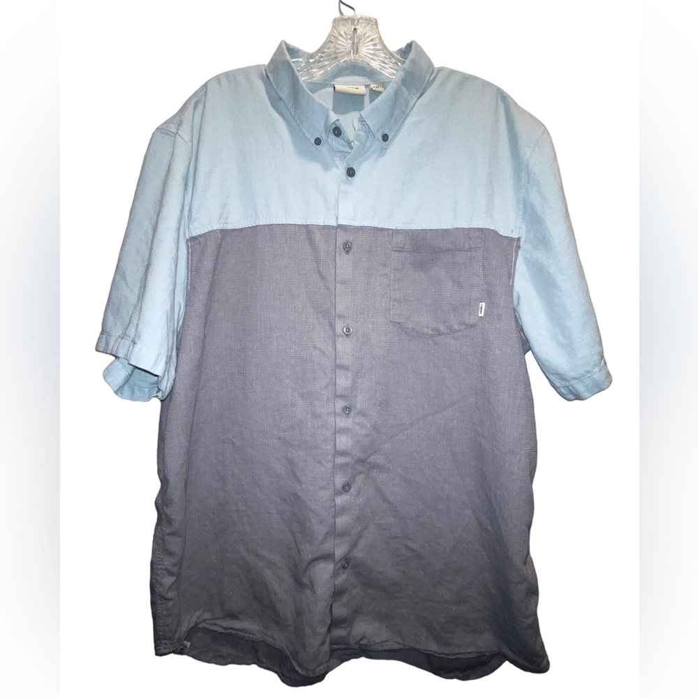 Men’s Vans Off Th Wall Button Down Shirt Blue & Gray Size XXL